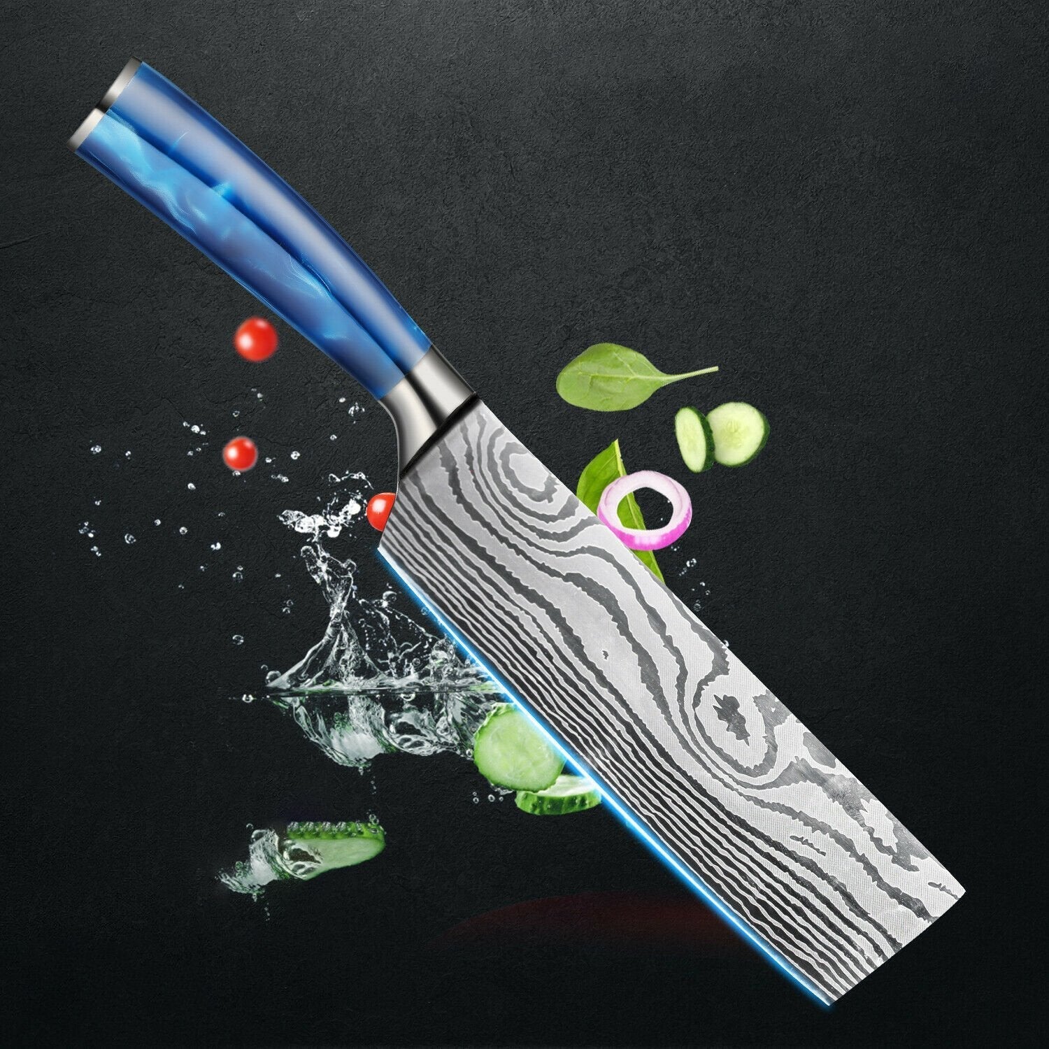 Japanese chef's knife Set with blue handle