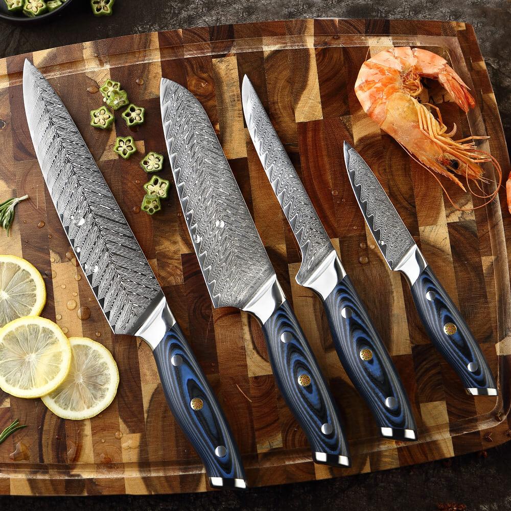 4-Piece Damascus Japanese Knife Set