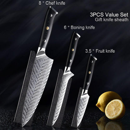 Hand Forged Damascus Steel Chef Knife Set