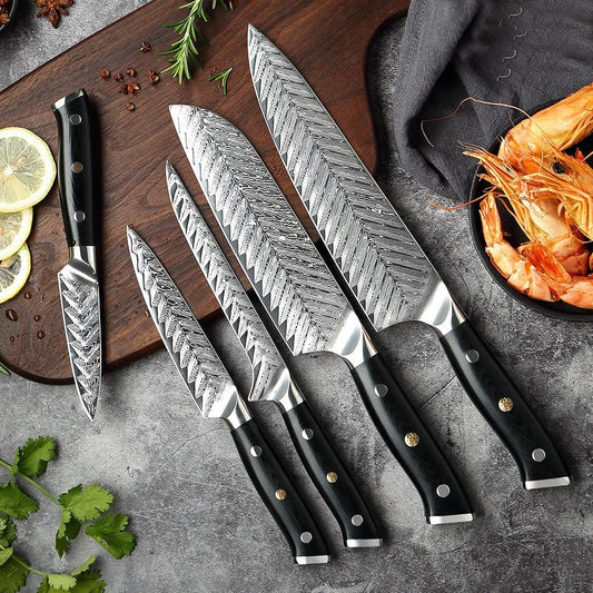 Hand Forged Damascus Steel Chef Knife Set