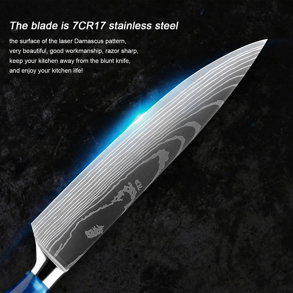 8 Piece Professional Stainless Steel Knives Set With Ergonomic Resin Handle