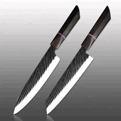 Handmade Japanese Kitchen Knife Set With Ebony Handle