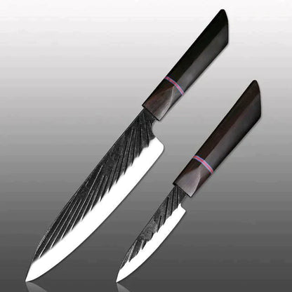 Handmade Japanese Kitchen Knife Set With Ebony Handle