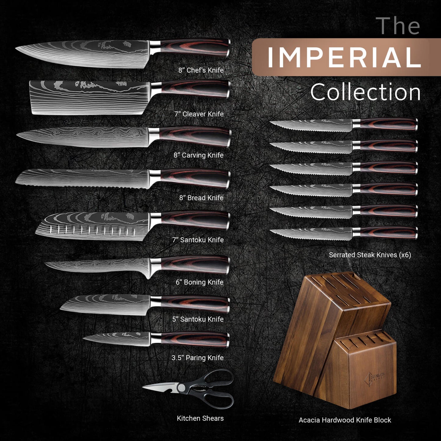 "Imperial" 16-Piece Japanese Knife Block Set