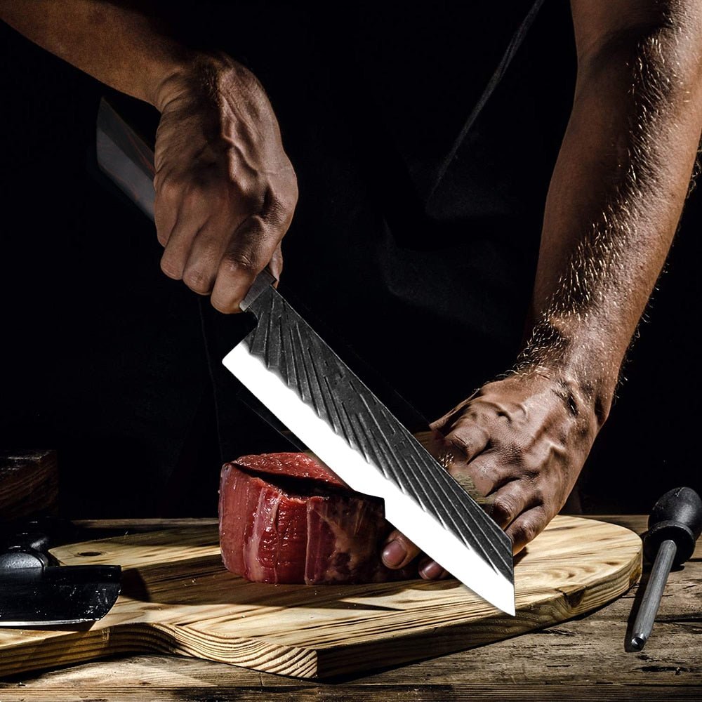 Handmade Japanese Kitchen Knife Set With Ebony Handle