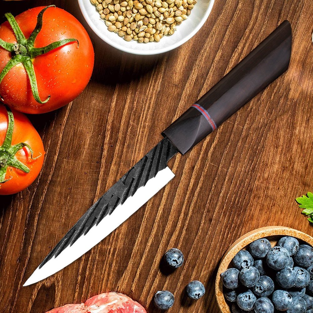 Handmade Japanese Kitchen Knife Set With Ebony Handle