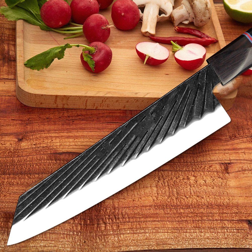 Handmade Japanese Kitchen Knife Set With Ebony Handle