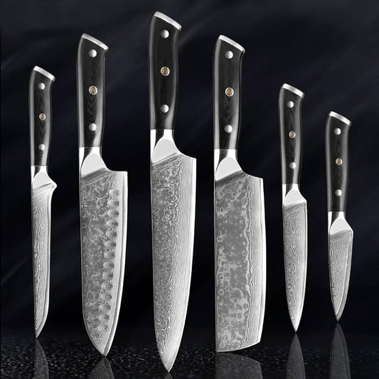 6-Piece Damascus Steel Kitchen Knife Set