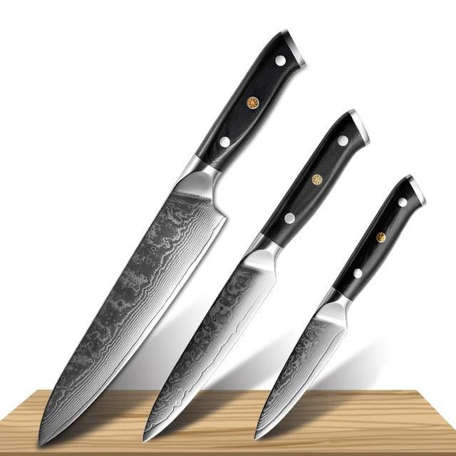 Damascus Steel Knife Set, Professional Japanese Chef Knives