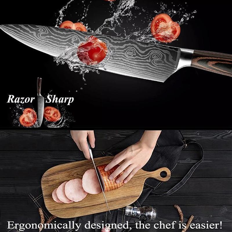 Japanese Style Kitchen Knives - Stainless Steel Blades Chef knives Set, 5 PCS Value Set