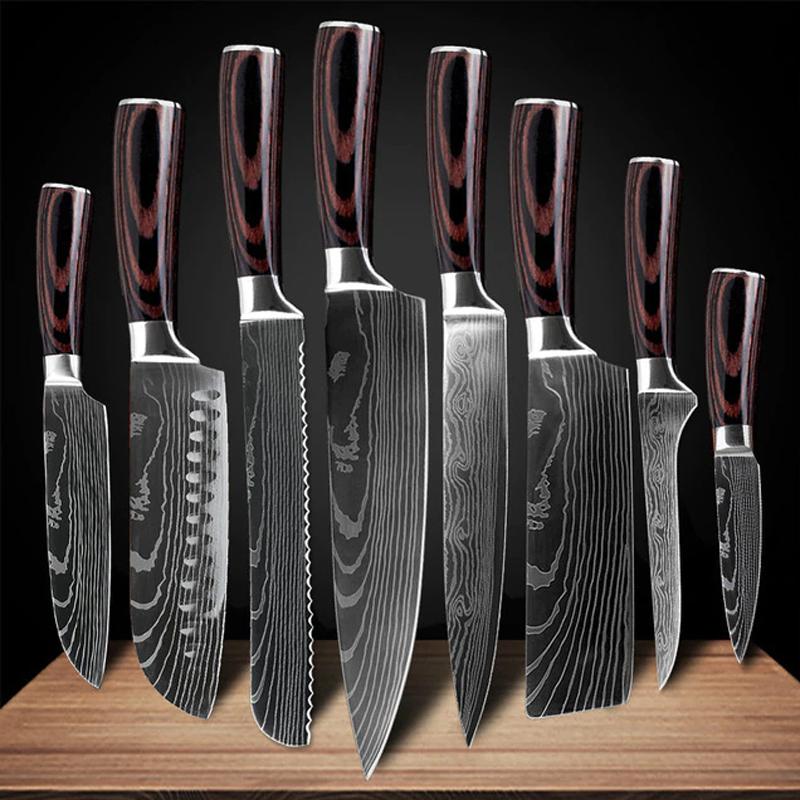 Japanese Style Kitchen Knives - Stainless Steel Blades Chef knives Set, 3 PCS Value Set